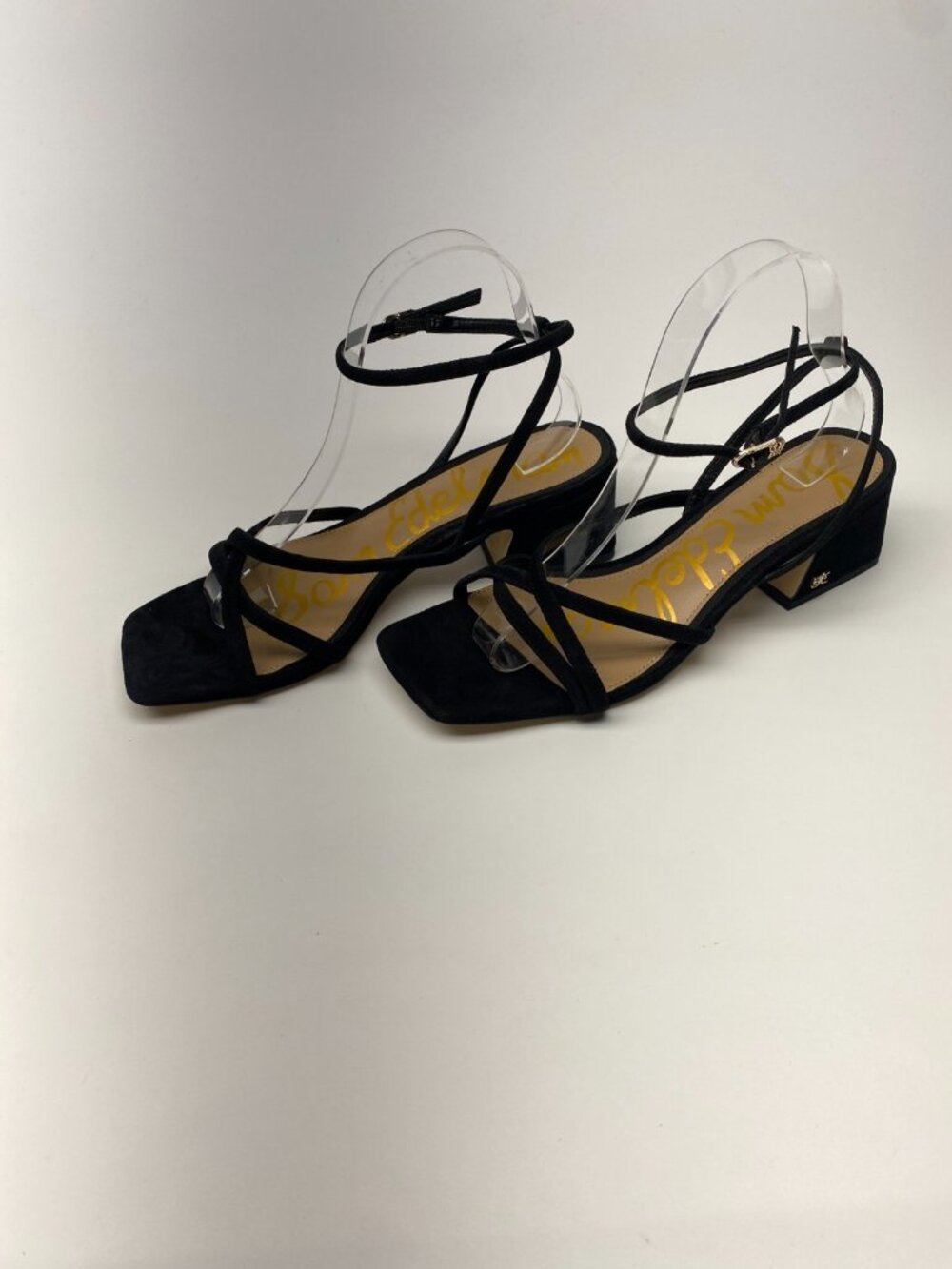 Sam Edelman Womens Whitley Black Suede Strap Block Heel Sandal Sz 9